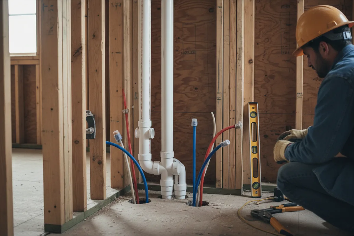 Drain and supply rough-in during Leak Detection in Sturgeon Bay